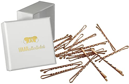 HAARallerliebst 18 Haarnadeln gedreht - 5,5 cm Bobby Pins roségold - mehr Halt durch die Drehung – Haarklemmen Damen & Hair Pins in weisser Box - Perfekte Haarnadel für Styling & Halt