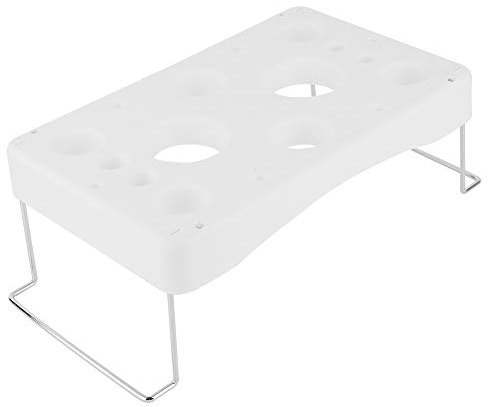 Cream Piping Stand, White Piping Bag Holder Stand Collapsible Cake Nozzle Tip Shelf Stainless Steel Feet with Storage Display Tray for Cream Butter Pastry Tip Bag Holder Portable Baking Accessories