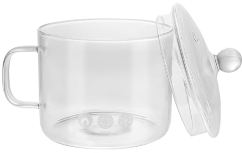 DOITOOL Glas Stielkasserolle mit Deckel - Hitzebeständiger kleiner Glas Simmertopf für Herd Potpourri - Glas Kochgeschirr Glas Töpfe zum Kochen auf Herd für Nudeln, Suppe, Tee