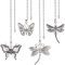 BENECREAT 4 Style Silver Butterfly Dragonfly Ceiling Fan Pull Chain Set, Alloy Ceiling Fan Pull Chain Extenders with Stainless Steel Ball Chain Connector for Ceiling Light Lamp Fan