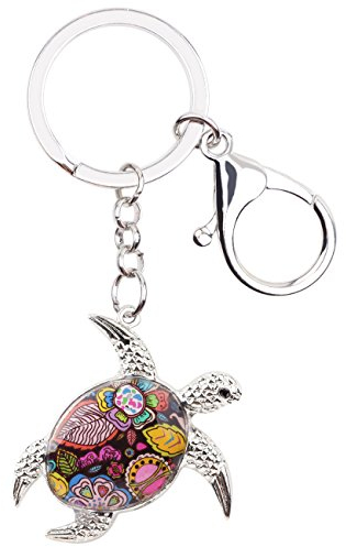 LONYOO Porte-clés Tortue de Mer Floral en Alliage de Zinc Porte-clés Tortue de Mer Cadeaux pour Femmes Filles Porte-clés de Voiture Portefeuille (Multicolore 302)