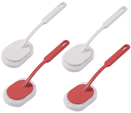 Anneome 4pcs Sponge Wipe Brush Cleaning Brush Long Handled for Floor and Wall Cleaning for Bathroom Home Use