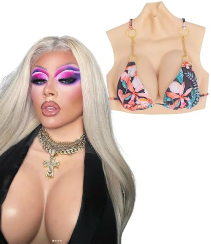 TEAYUYIM Silicone Breast Plates Breast Dolls Silicone Breast Models C-Z Cups Breastplate Transvestite Crossdressing Queens Cream