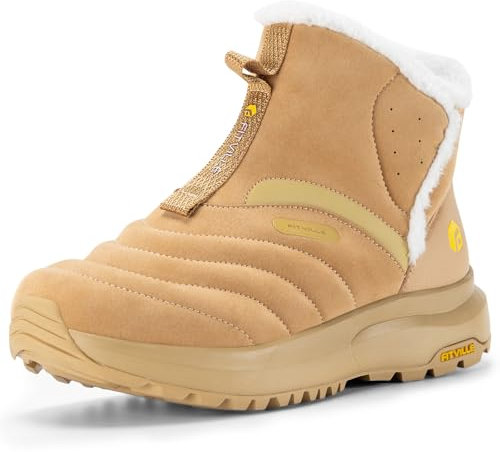 FitVille Damen Winterstiefel Extra Weit Winterschuhe Wasserdicht Warm gefütterte Schneestiefel mit Klettverschluss Breite Kurzschaft Stiefel Winter Boots Schuhe,Braun,39,X-Weit