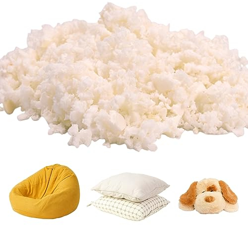 Bean Bag Filler Shredded Memory Foam Refill for Bean Bag Filling 1kg Pillow Filler Without Added Gel Particles Soft and Great for Pillow Stuffing for Cushion Dog Bed Arts Crafts Stuffed Animals Toy