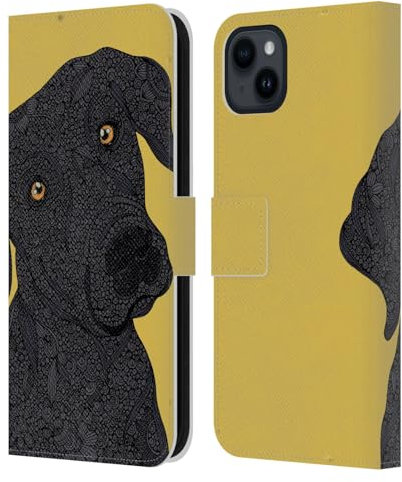 Head Case Designs Officially Licensed Valentina Black Labrador Dogs Leather Wallet Case Compatible With Apple iPhone 15 Plus