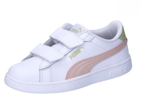 PUMA Unisex Kinder Smash 3.0 L V Ps Sneaker, Puma White Island Pink Pistachio Green, 32 EU