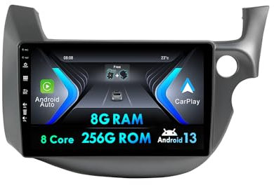 [8G+256G] Android 14 Double Din 10” IPS Car Stereo for Honda FIT/JAZZ RHD 2007-2014 Head Unit | Free Camera+Mic | Support Carplay DSP BT GPS FM AM Mirror Link DAB RDS WIFI SWC 360 Camera