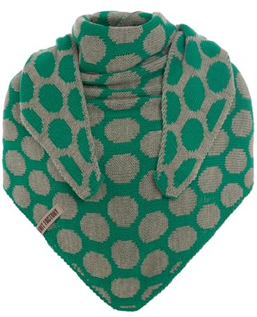 KNIT FACTORY - Dreiecksschal Liva - Damen Strickschal mit Wolle - Gestrickten Schal mit Punkt-Muster - Hochwertige Qualität - XXL Schal - 180x75 cm - Bright Green/Urban Green