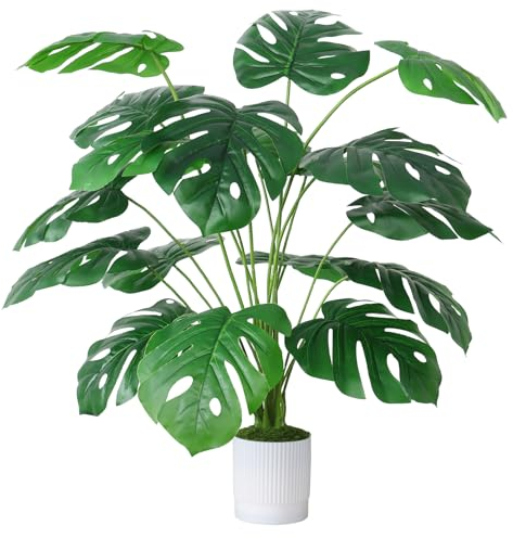SOMYTING Plante artificielle - Feuilles de palmier en pot - 18 branches - 71 cm - Plantes Monstera artificielles - Feuilles vertes tropicales - Plante hawaïenne Monstera - Grande plante verte