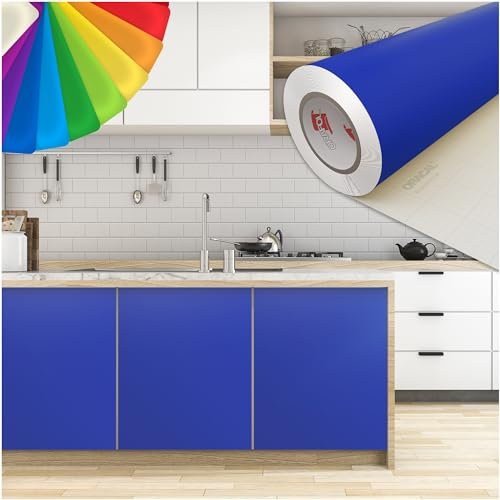 PRINT.GG Klebefolie Möbel - Möbelfolie in vielen Größen - Selbstklebende Folie in vielen Farben - Klebefolie Schwarz Matt für verschiedene Möbeltypen, 100 x 200 cm, Modra-Blau Matt