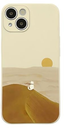 E-vvon Studio iPhone 15 Case, Cute Kawaii Simple Cat Art, Unique Original Hand-drawn Design, Soft Shockproof Case for Girls Boys Men Women