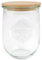 Weck 79198 Lot de 6 bocaux en verre en forme de tulipe avec couvercle en bois et joint en silicone pour pâtes/épices/céréales Transparent 1000 ml