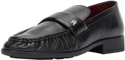 Tommy Hilfiger Mocasín Mujer Soft Nappa Pleated Toe con tacón bajo, Negro (Black), 38