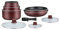 HAGEN, Batterie de cuisine revêtement pierre, Manche amovible, 10 pieces, Bordeaux, Revêtement anti-adhésif, Tous les types de feux, y compris l'induction, HA04647