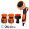 Garden Hose Pipe Spray Gun Hose Nozzle Multi Adjustable Patterns with Tap Hose Connectors and Fittings Set, High Pressure Water Hose Spray Gun for Plants Lawns Watering, Car Cleaning, Pets Bathing