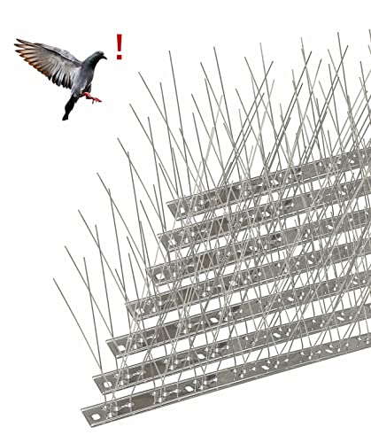 AOKKR Dissuasori per Piccioni, 8.6 Metri Scaccia Piccioni in Acciaio Inox 304, Spuntoni Anti Uccelli 26 Pezzi 33cm con Fascette, Dissuasore Ad Aghi per Tetto Recinzione Balcone Grondaie Fotovoltaico