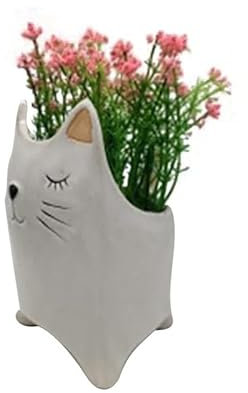 Heaven Sends White Ceramic 15cm Cat Shaped Plant Pot