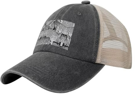 Zebra Cowboy Mesh Baseball Cap – Premium Herren Trucker Hat mit verstellbarem Verschluss, Mesh Snapback Hüte für Herren, Schwarz , One size