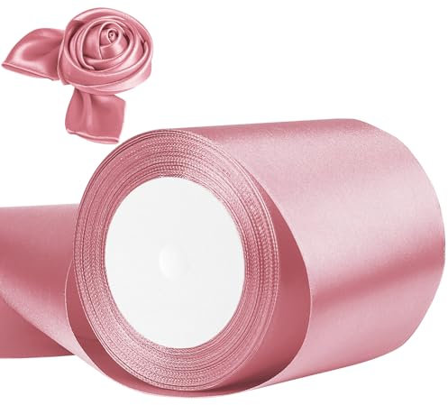 Geschenkband Roségold 100mm x 23m Satinband Roségold Schleifenband Geschenkband Satinbänder für Geschenkverpackungen, Basteln, DIY, Nähen, Brautparty-Dekoration, Christbaumschmuck