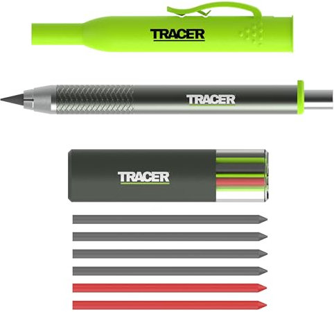 Tracer Pro Series Tough Metal Construction Pencil with 6 x Replacement Lead Pack and Site Holsters All-in-One Aluminium Construction Marking Kit
