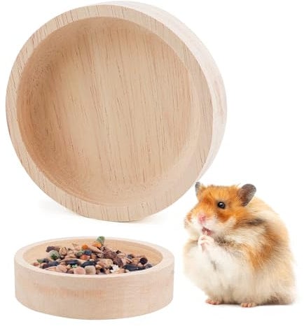 ZJIVQO 2PCS Gerbil Food Bowl - Wooden Hamster Feeding Bowl - Small Animal Food Dish for Dwarf Syrian Hamsters, Gerbils, Mice, Degus or Other Similar-Sized Small Pets