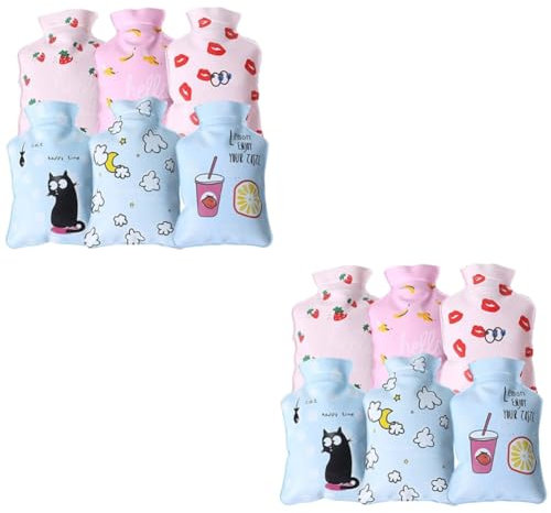 Healvian 12pcs Adorable Hot Water Bags Belly Warmers for Cute Designs Lip Banana Strawberry Cup Cloud Cat for Comfort and Gifting
