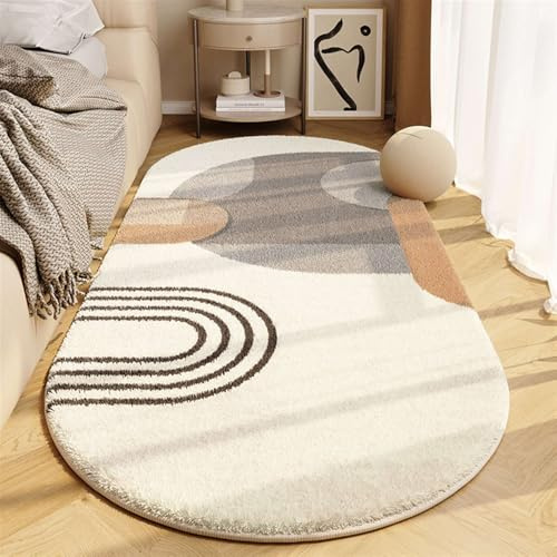BESTORI Oval Moderner Teppich für Wohnzimmer Schlafzimmer Weich Shaggy Anti-Rutsch Vorleger rutschfest Matte Läufer Waschbar Teppich Küchenteppich, Stil 1, 100x200cm