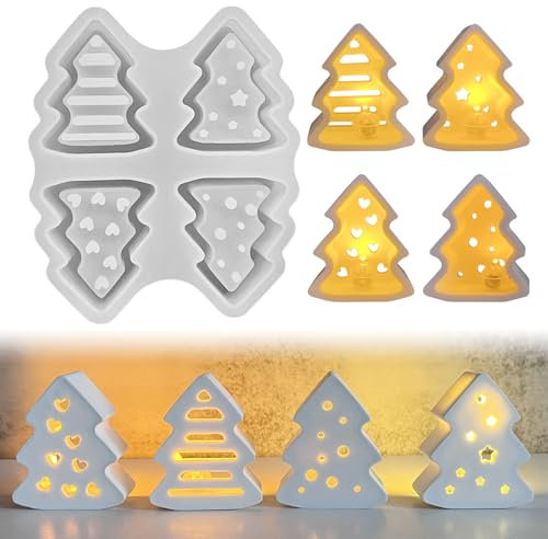 Silikonformen Gießformen Weihnachten, 4 Stück Silikonform Weihnachten Weihnachtsbaum Gips Zum Gießen Gießformen Silikon Gießform Weihnachten Giessformen Silikon Silikonform Weihnachtsbaum