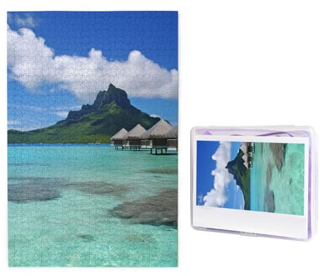 1000-teiliges Puzzle für Erwachsene, herausforderndes Holzpuzzle, Tahiti-Strand, Fotopuzzle, individuelles Bilderpuzzle für Erwachsene und Kinder, Familienspielabende, 50 x 49,5 cm Puzzle