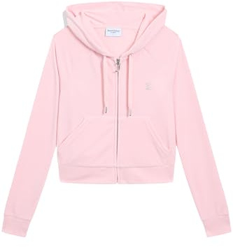 Juicy Couture Damen Madison Hoodie Kapuzensweatjacke, Sweatjacke mit Kapuze und Reißverschluss aus Velour Kapuzenpullover (1er Pack)