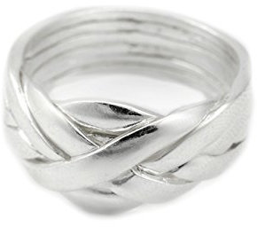 Windalf Puzzlering ZANO 9 mm 6 Teilig Puzzle Schmuck Bohemia Verlobungsring 925 Sterlingsilber (Silber, 56 (18))