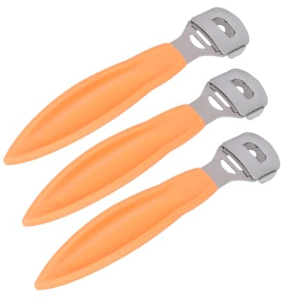 Hornhauthobel für Füße mit Edelstahl Klingen und Griff | 3 Stück, Orangefarbenes für Fersen und Fußbadvorbereitung im Salon, Rutschfeste Kontrolle