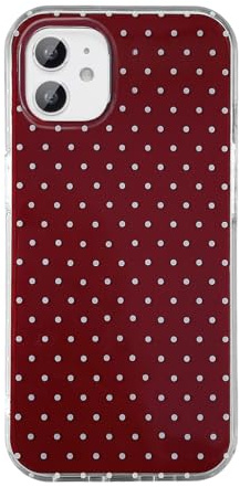 QLTYPRI for iPhone 11 Case, Cute Polka Dot Pattern Aesthetic Phone Case, Raised Camera Protection Durable TPU Slim Shockproof Protective Phone Cover for Girls Women - Wine Red