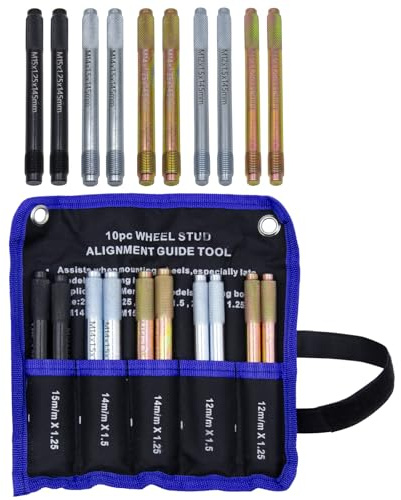 Bettol Kit Montaggio e Allineamento Ruote|10pz con Bullone e Guida di Centraggio|per Dadi M12x1.25, M12x1.5, M14x1.25, M14x1.5, M15x1.25, Tipo-1