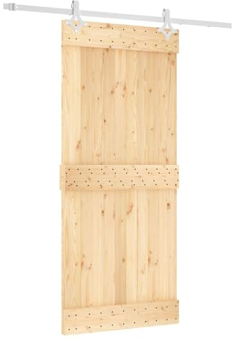 vidaXL Porta scorrevole 90 x 210 cm Naturale e Bianco