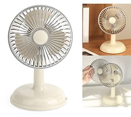 POENVFPO Ventilatore elettrico vintage Ventilatore da scrivania retrò portatile per casa e ufficio, piccola plastica leggera, 1 unità (giallo chiaro)