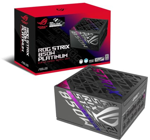ASUS ROG Strix 850W Platinum Equalizer ATX Gaming Netzteil | ROG Equalizer 12V-2x6 PCIe Stromkabel, GaN-MOSFET, OLED Display, 80 PLUS & Cybenetics, ATX 3.1, PCIE 5.1, Schwarz