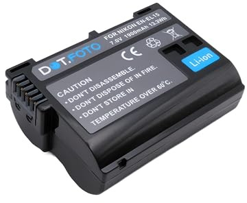 Dot.Foto EN-EL15, EN-EL15b, EN-EL15c Premium 7.0v / 1900mAh Batterie Rechargeable pour Nikon D610, D750, D810, D800, D850, D880, D7100, D7200, D7000, D7500, Z6 II/III, Z7, Z8, Zf