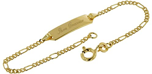 trendor Gravur-Armband für Kinder 333 Gold Armband mit Namen 14/12 cm inklusive Wunsch-Gravur 50453