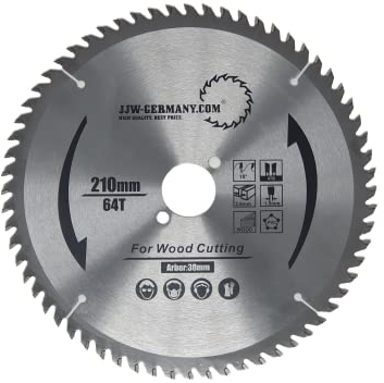 Lama per sega HM, 210 x 2,6 x 30 mm, con denti alternati 64 WZ, qualità industriale secondo DIN EN 847-1