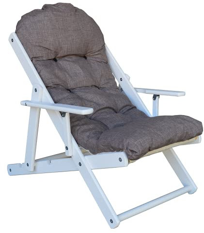 Relax-Sessel Liegestuhl, 3 Positionen, aus Holz, zusammenklappbar, gepolstertes Kissen, Höhe 100 cm, Farbe wie abgebildet CUBA
