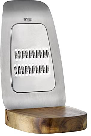 AdHoc GG14 Julienne-Reibe für Käse und Gemüse mit Holzständer VERDURA, Edelstahl/Akazienholz