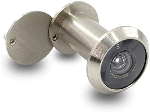 Türspion mit Sichtschutz | Echtglaslinse | 14 mm Bohrloch | Weitwinkel 200° | Farbe: Edelstahl satiniert
