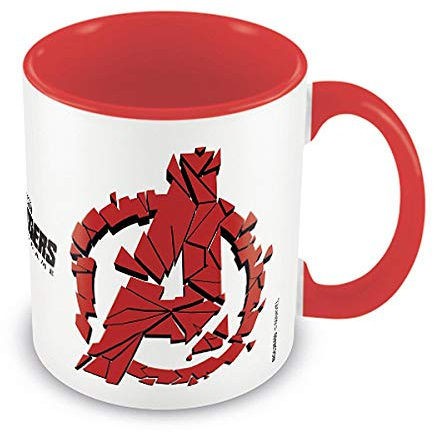 Marvel Avengers: Endgame Tasse Shattered Logo weiß/rot, Bedruckt, aus Keramik, Fassungsvermögen ca. 315 ml..
