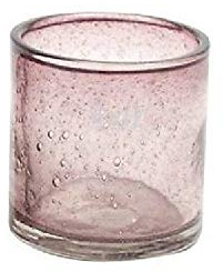 CRISTALICA Kerzenhalter Teelicht Windlicht Votiv mundgeblasen Glas Lila 10cm