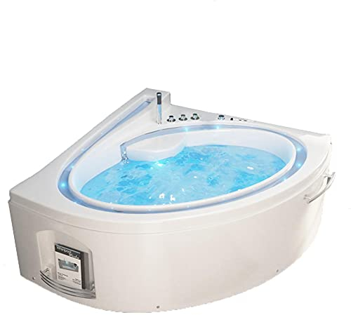 Luxus Whirlpool Badewanne Havanna Profi mit 19 Massage Düsen LED Bach Lauf Heizung Ozon für Eckmontage rechts Links Hot Tub Spa für 2 Personen