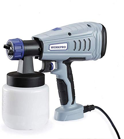 WORKPRO Pistola a Spruzzo 550W HVLP, Spruzzatore Elettrica 1200ml/min, 2 Ugelli (1,8mm/2,6mm) con 3 Modalità di Pittura per Verniciatura DIY nella Decorazione Domestica