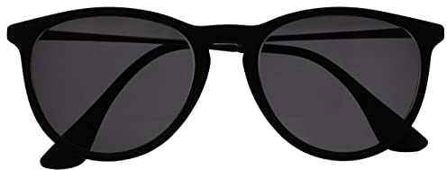 OPULIZE Jet Sonnen Leser Brille Stilvoller großer Designer-Rahmen Kratzfest Getönte Linse UV400-Schutz Schwarzgummierte Vorderseite Silber Bügeln Schwarz Spitzen Herren Damen S96-1+2.00