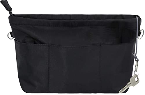 SHINGONE Handtaschen Organizer mit Schlüsselbund Taschenorganizer Wasserdicht, Innentaschen fuer Handtaschen Organizer, Kosmetik Organizer mit Reißverschluss Schwarz -M